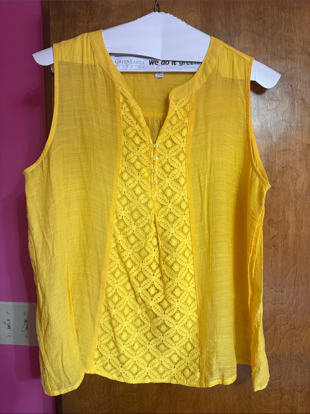 Counterparts Bright Yellow Crochet-Front Sleeveless Tank